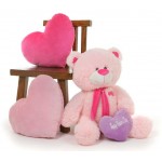 Pink 3.5 Feet Big Muffler Teddy Bear with a Purple Happy Mothers Day heart